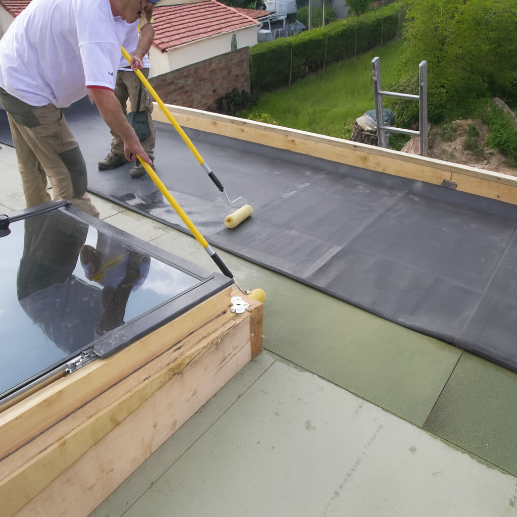 pose bâche d'étanchéité sur une toiture toit plat