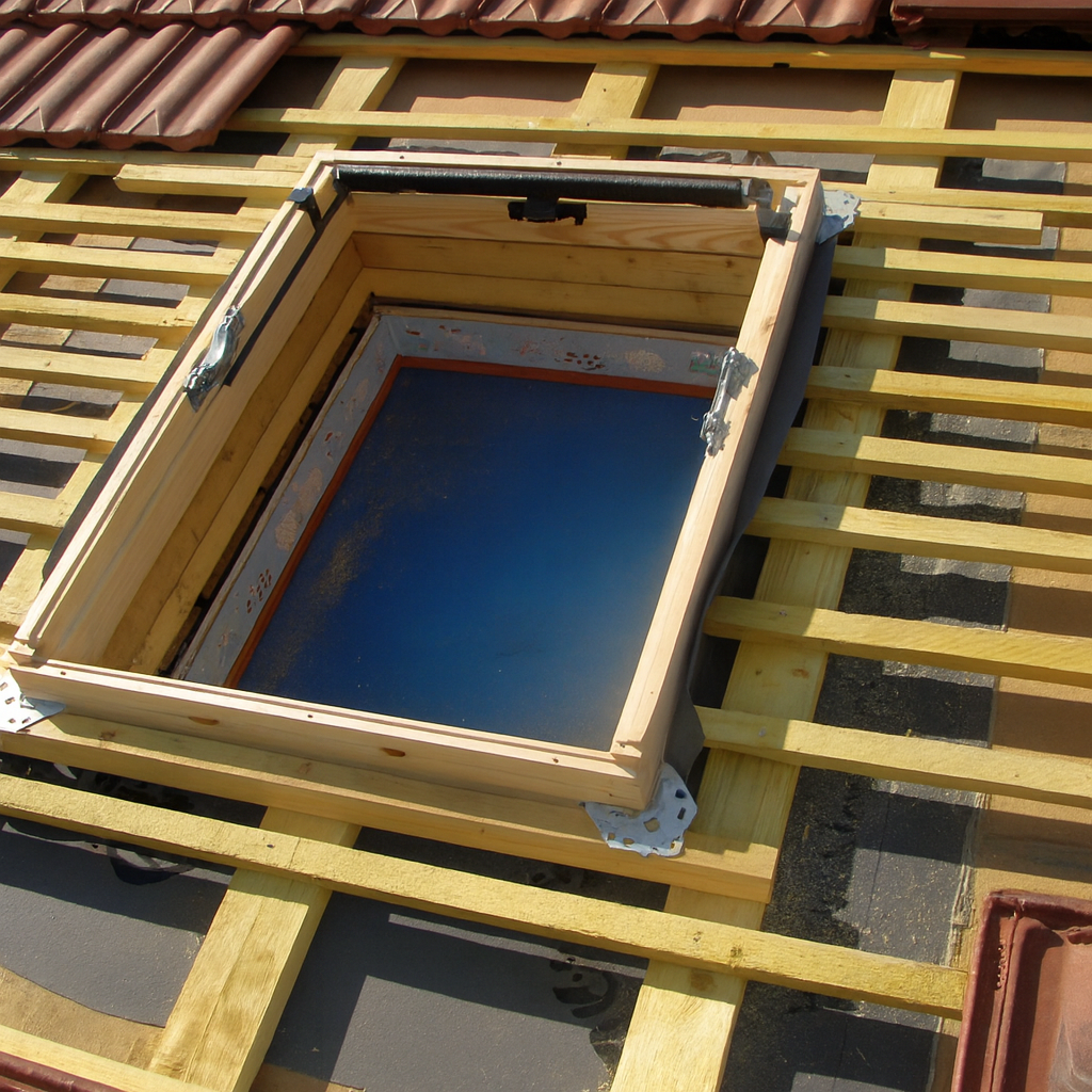 pose d'un velux sur une toiture en tuile